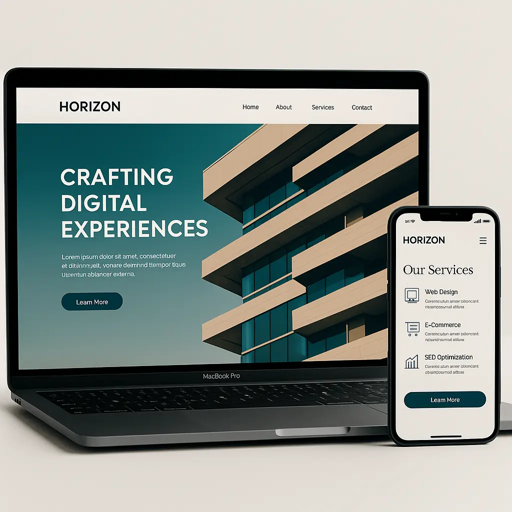 Digital agency website on laptop and phone