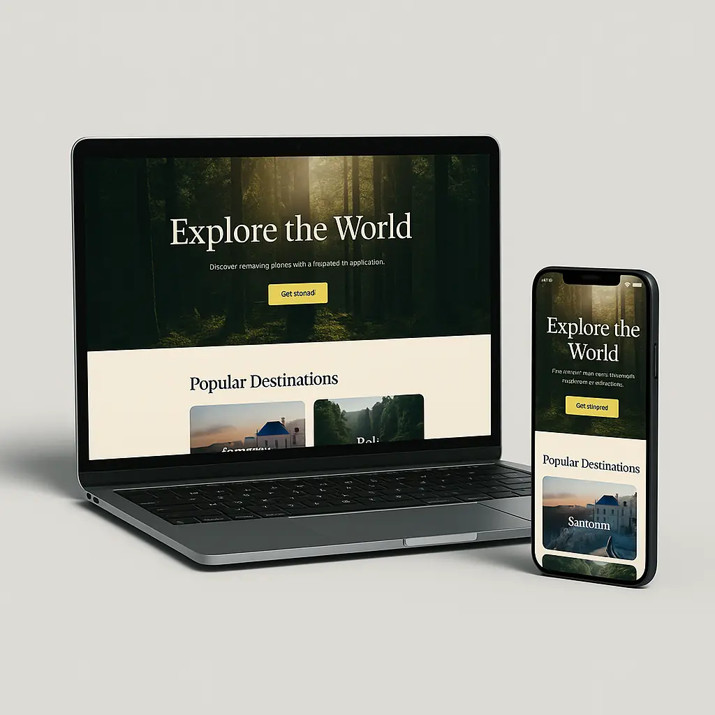 Travel agency website mockup on devices